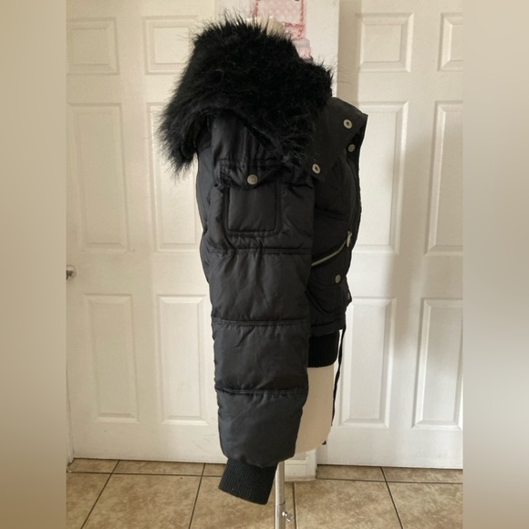 Cappuccino gold puff coat with removable faux fur collar size M - Picture 2 of 10